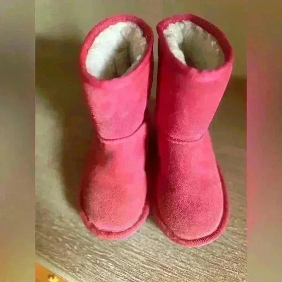 Kookaburra UGG girls pink suede fur lined boots sz. 9 cozy winter fall - Picture 3 of 6